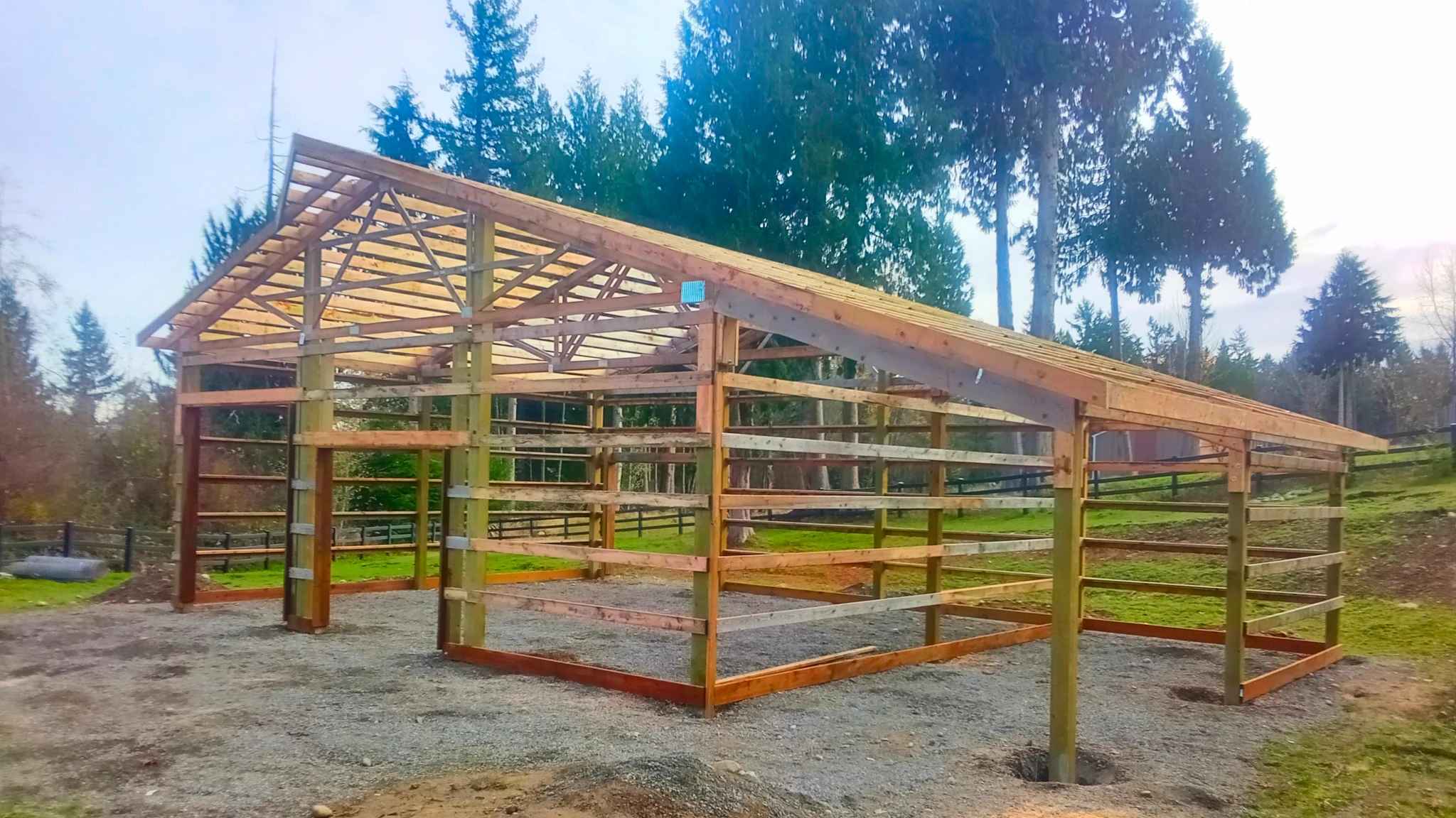 Vaulted Ceiling Pole Barn Construction