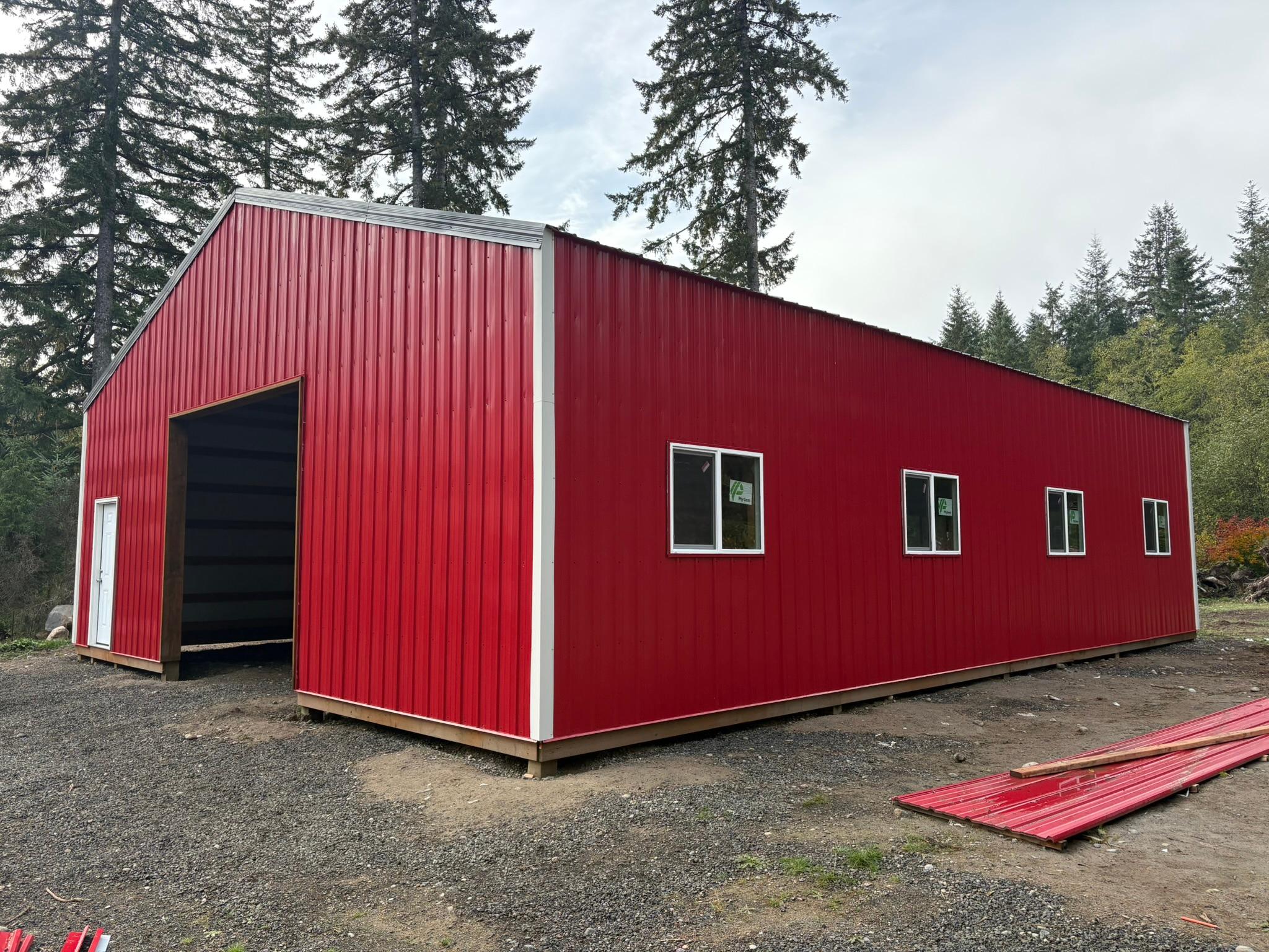 Fully Insulated 36x48 Red Metal Shop | Grapeview, Washington